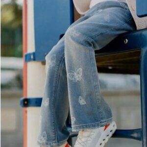 Tucker + Tate Girls Size 5 Flare Leg Jeans Light Wash Butterflies